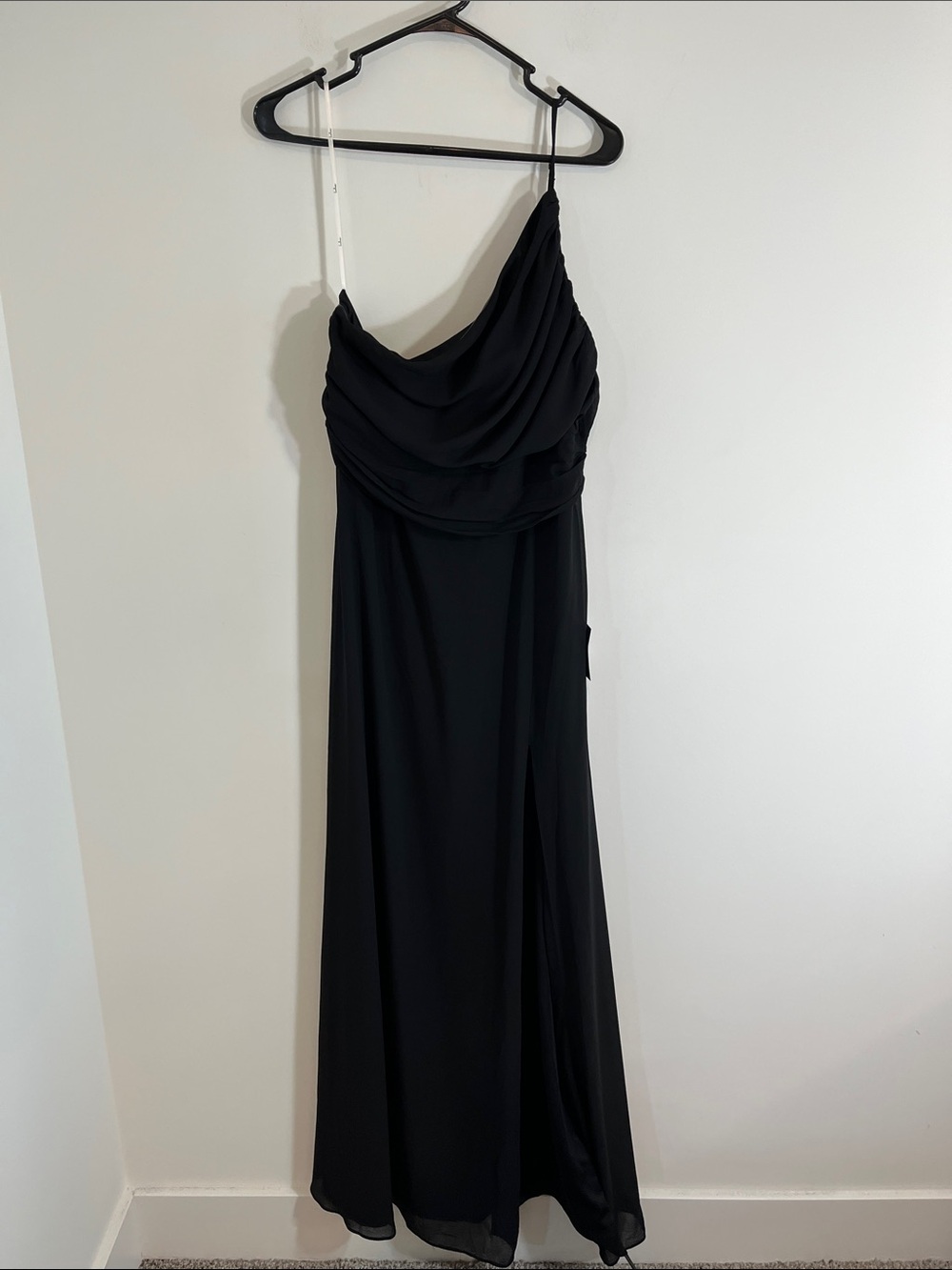 Lulus Vienta Black Chiffon Asymmetrical Maxi Dress XL NWT